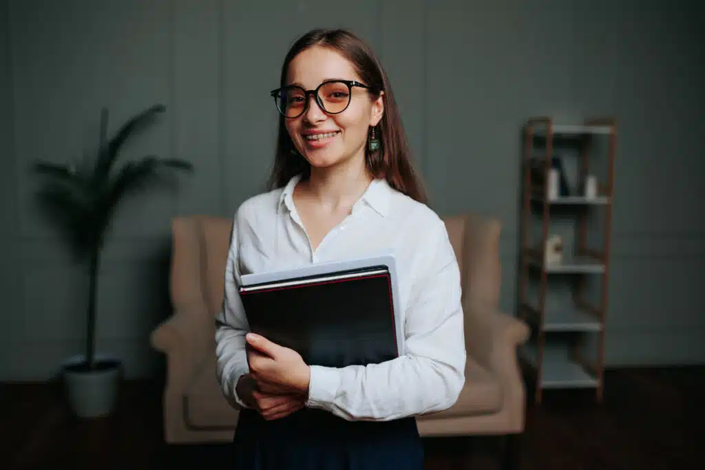 Portrait of confident smiling woman psychologist,